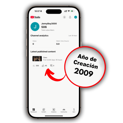 Canal de YouTube con Antigüedad